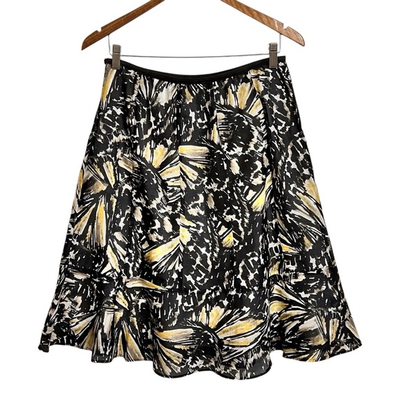 NIC+ZOE Dresses & Skirts - Nic + Zoe Silk Blend Abstract Dark Floral Skirt 8 Art to Wear Ruffle Career